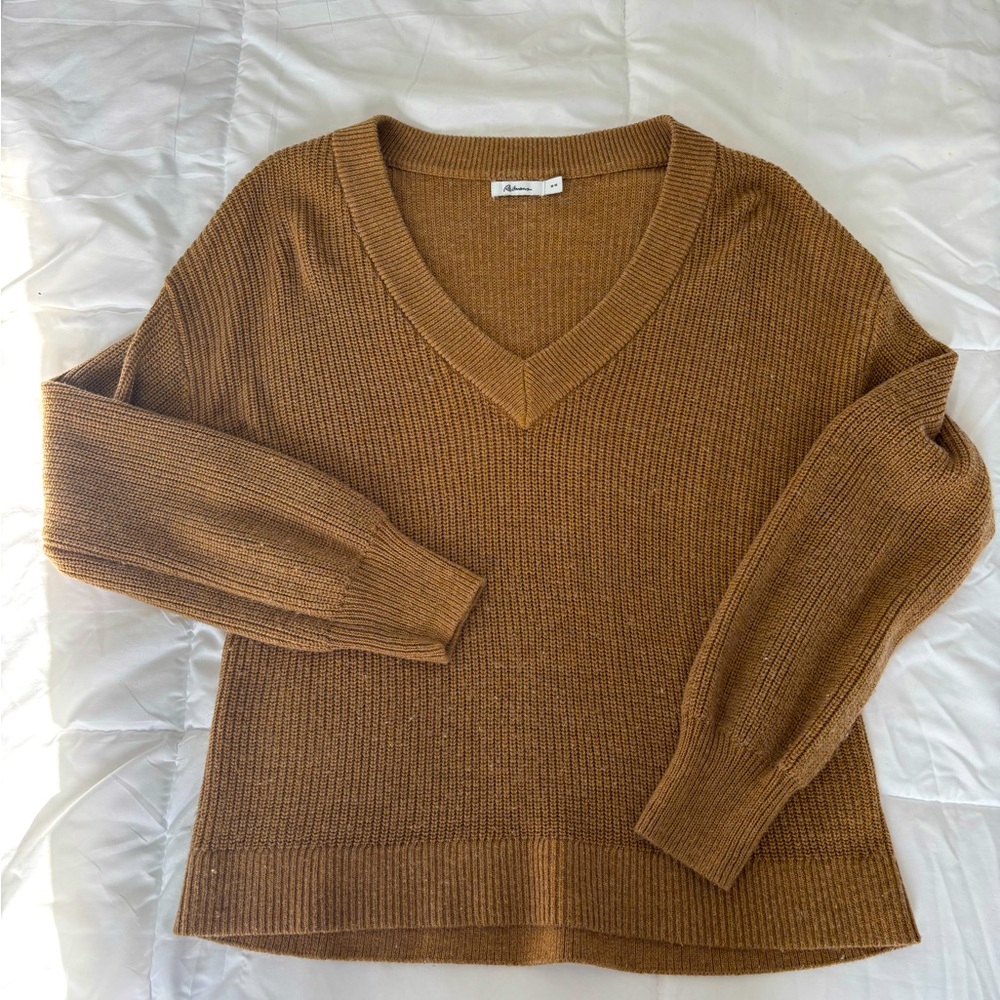 Women's Brown V-Neck Sweater